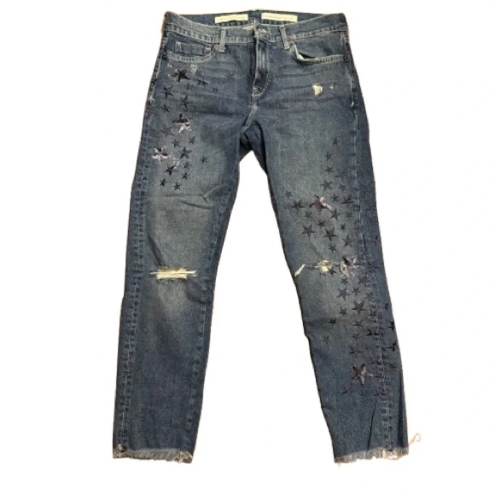 Pilcro Boyfriend Jeans Black Star Print Slim Fit Denim Pants Anthropologie - Picture 2 of 8
